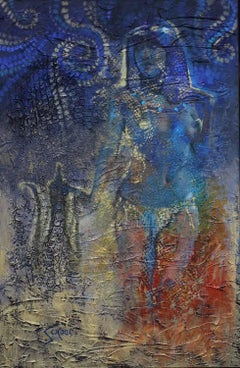 Peinture abstraite Bleu Nile