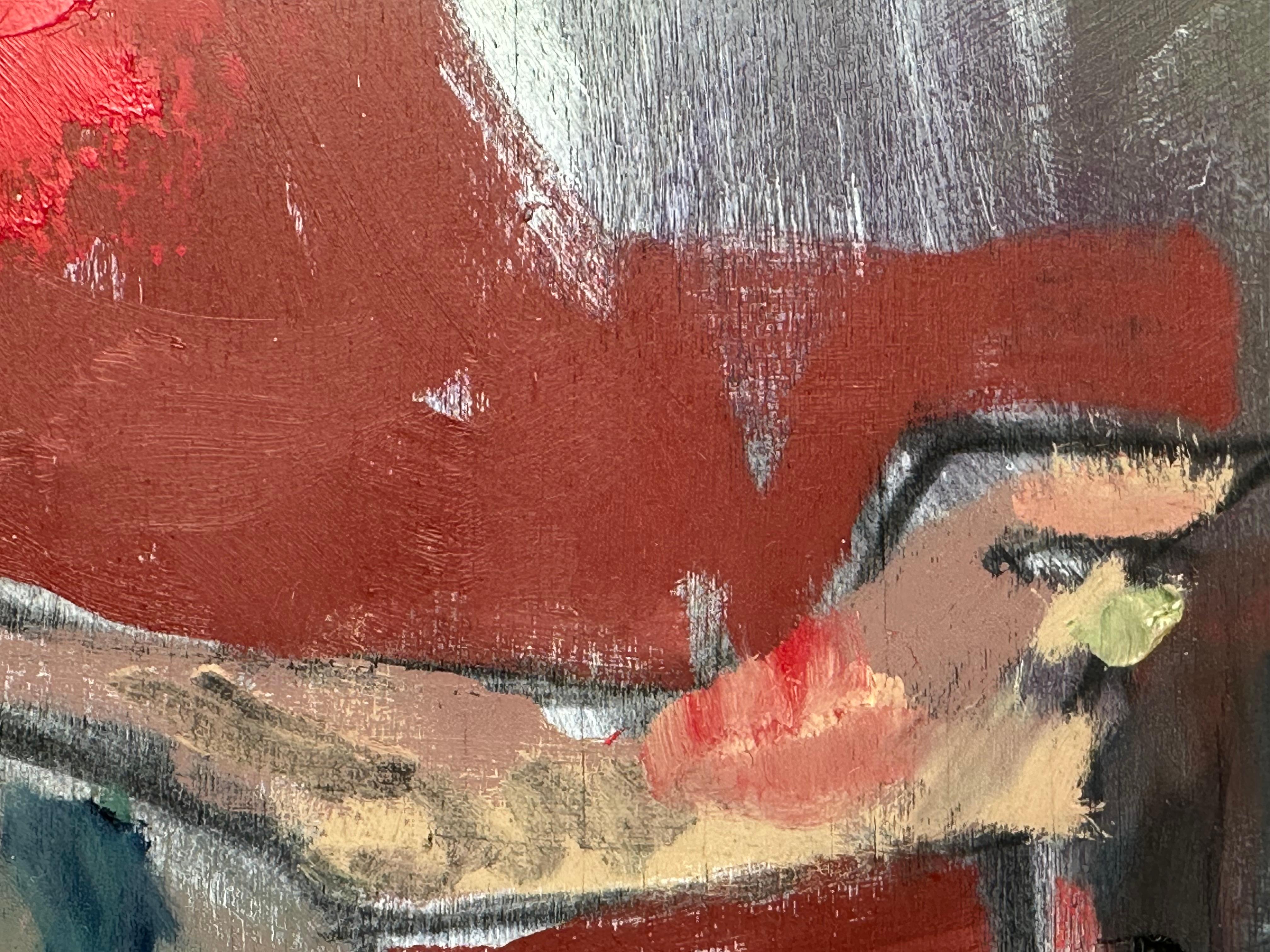 Engel I (Leatherman Erotische Fetisch Malerei) (Braun), Portrait Painting, von Patrick Terenchin