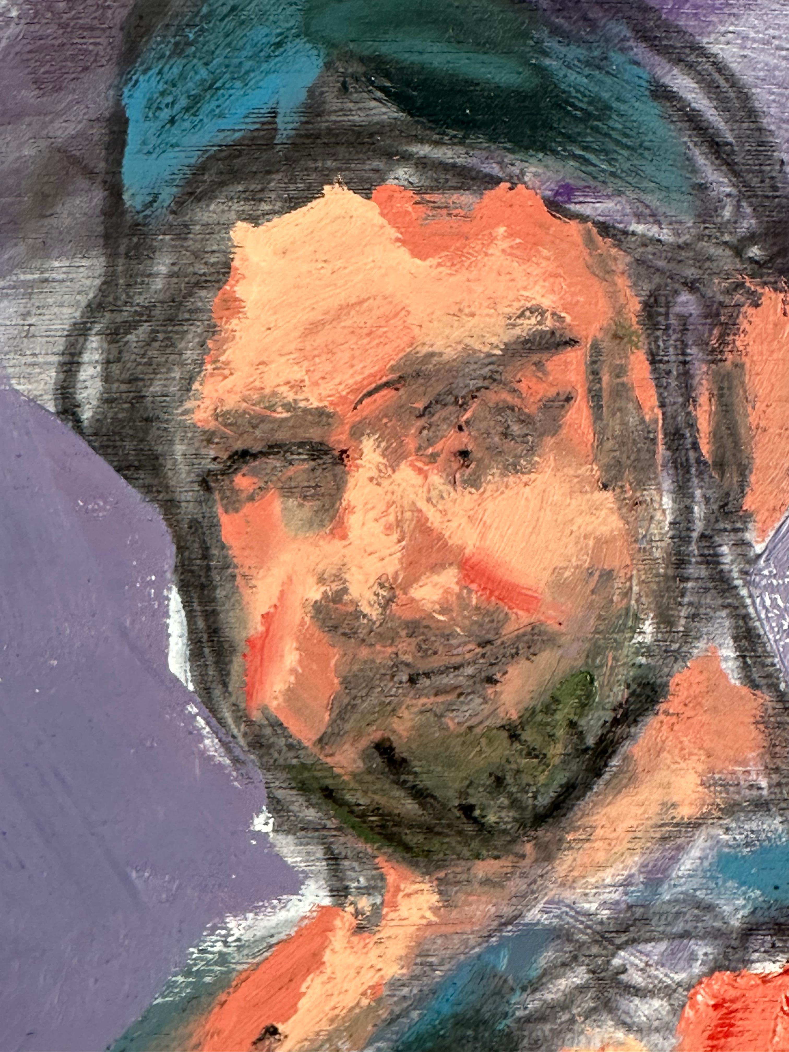 Engel II (Leatherman Erotic Fetish Gemälde) (Braun), Portrait Painting, von Patrick Terenchin