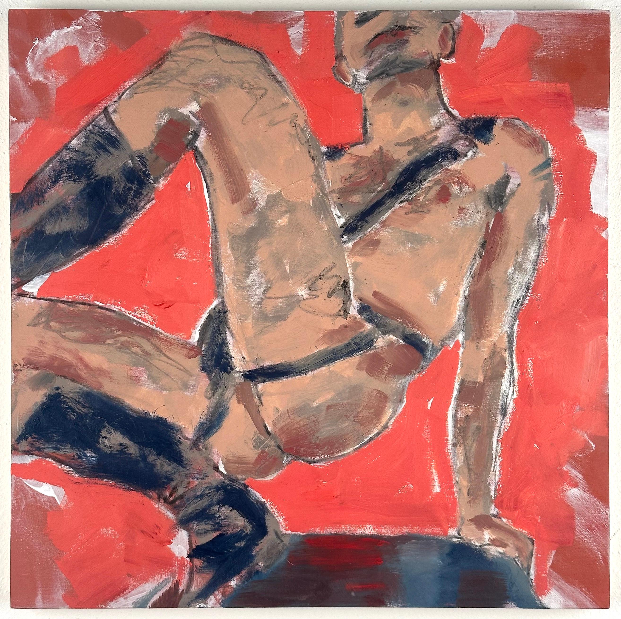 Patrick Terenchin Figurative Painting – Engel IV (Leatherman Fetisch Gemälde)