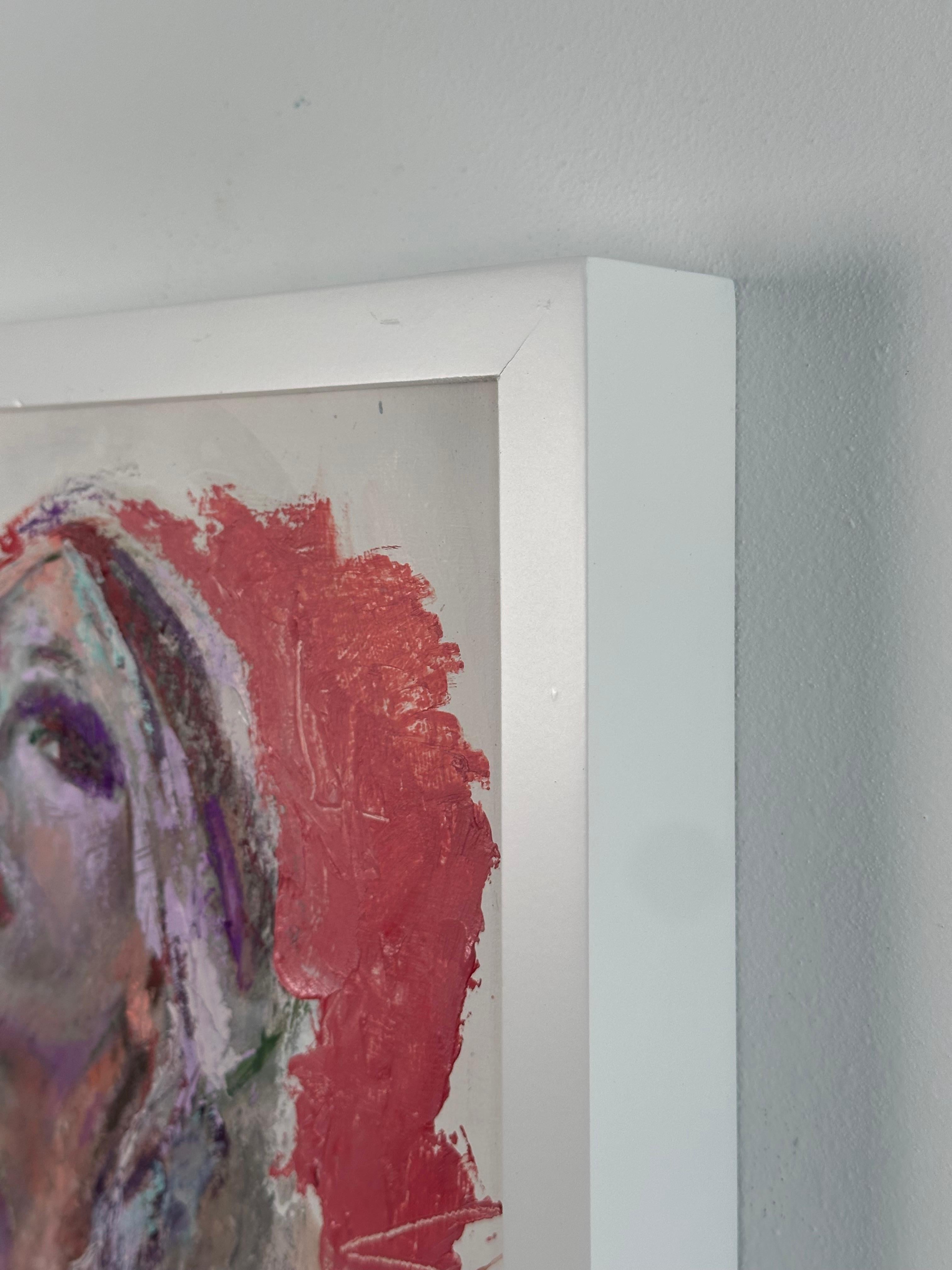Patrick Terenchin (b.1970).

Face Pic 29 (Daisy Deadpetals), 2025

Oil, acrylic, color pencil on wood panel. 

Image measuring 12 x 12 inches; measuring 13 x 13 inches framed. 

Signed, titled, dated on verso. 

The portrait is from the artist's
