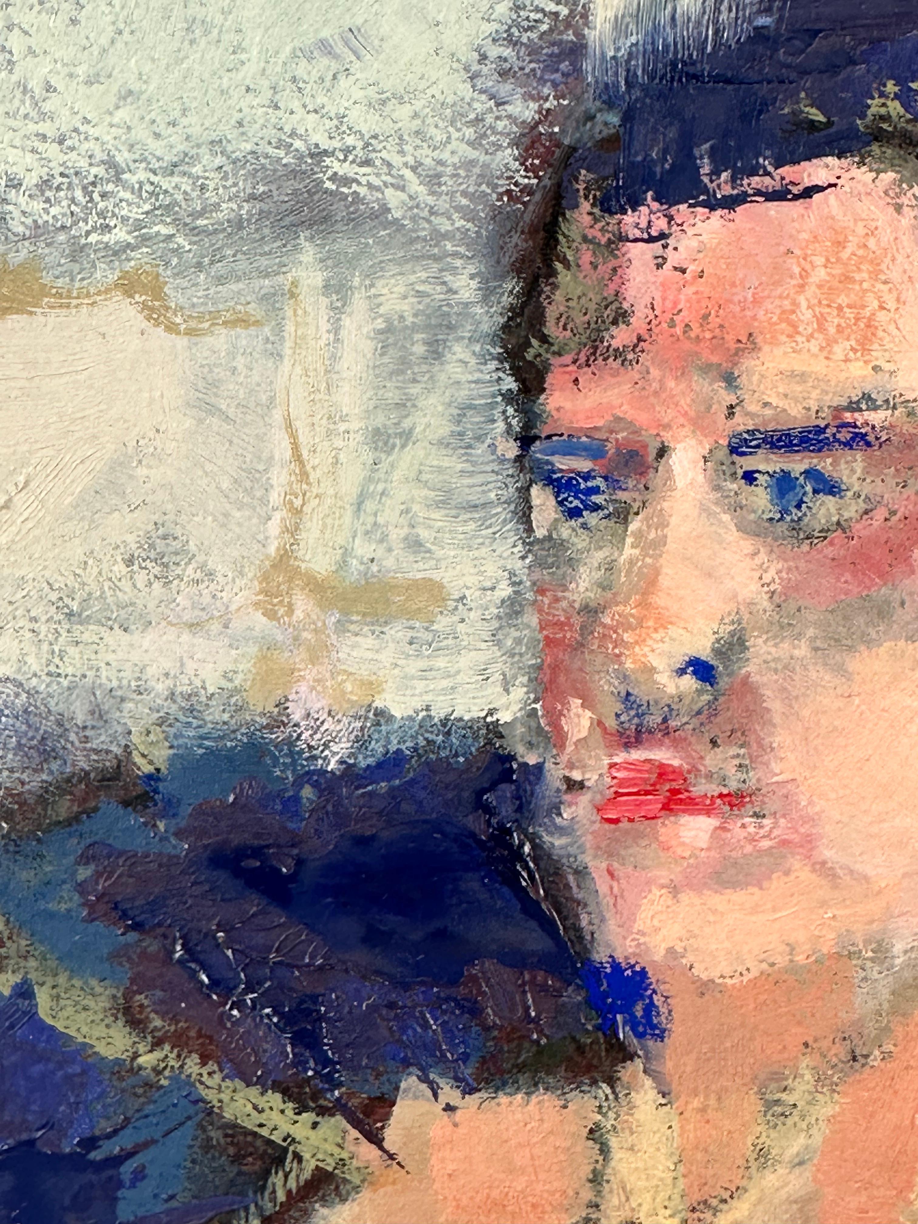 Retrato de joven reclinado - Painting Impresionista abstracto de Patrick Terenchin