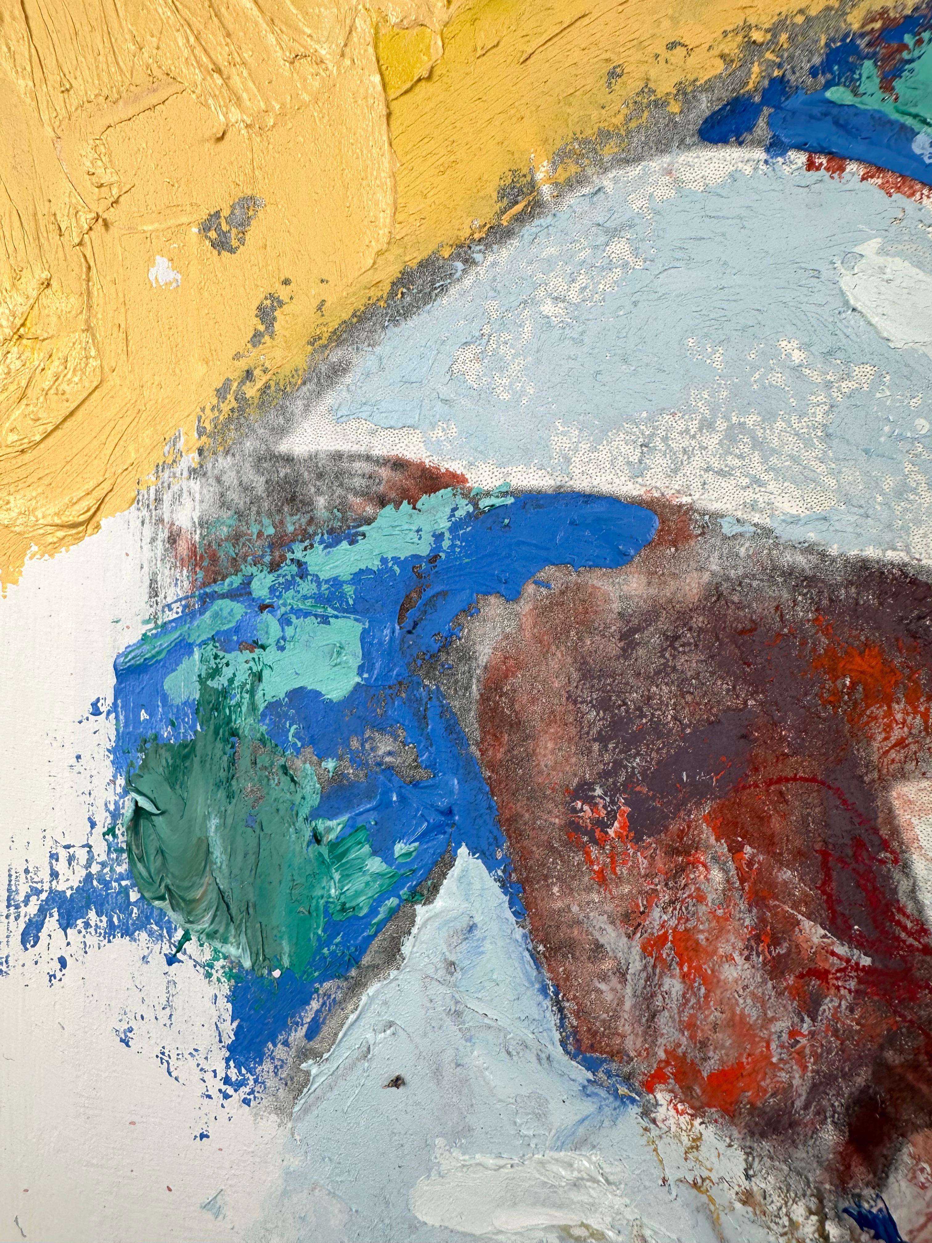 Victor (Männliches Porträt Pool-Gemälde) (Beige), Figurative Painting, von Patrick Terenchin