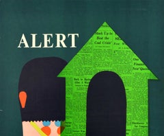 Original Vintage Poster Alert Sunday Times News Royal Guard Sentry Box Design