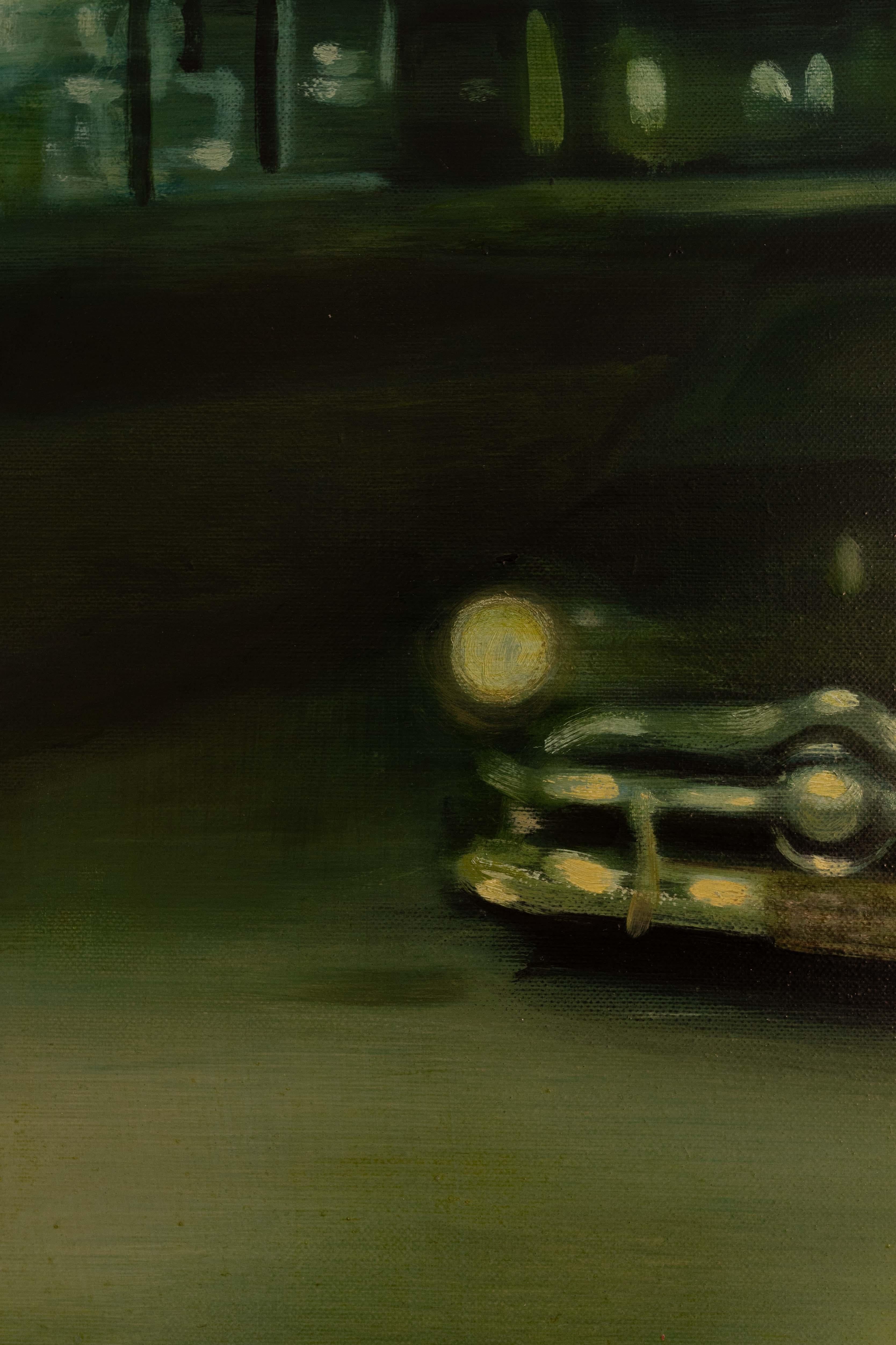 Fugate - (painting of an oldtimer car from the 60s during night) For Sale 1