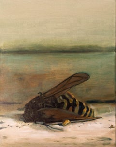 Peinture à l'huile sur toile d'une abeille mellifère, appelée "Créature d'importance".