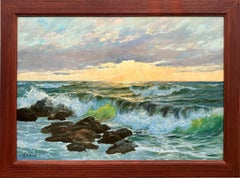 Seascape Painting of North Sea Waves, Oil on Canvas, 71x100 cm