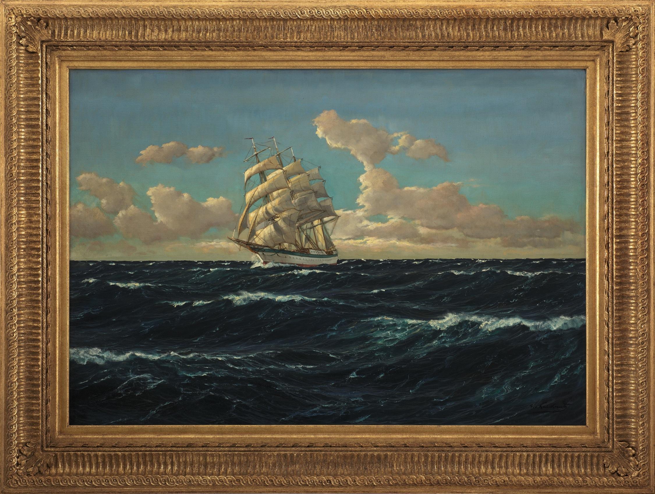 Patrick von Kalckreuth, 1898-1970, 'Full Sail’ Oil on Canvas, Signed In Good Condition For Sale In Bradford on Avon, GB