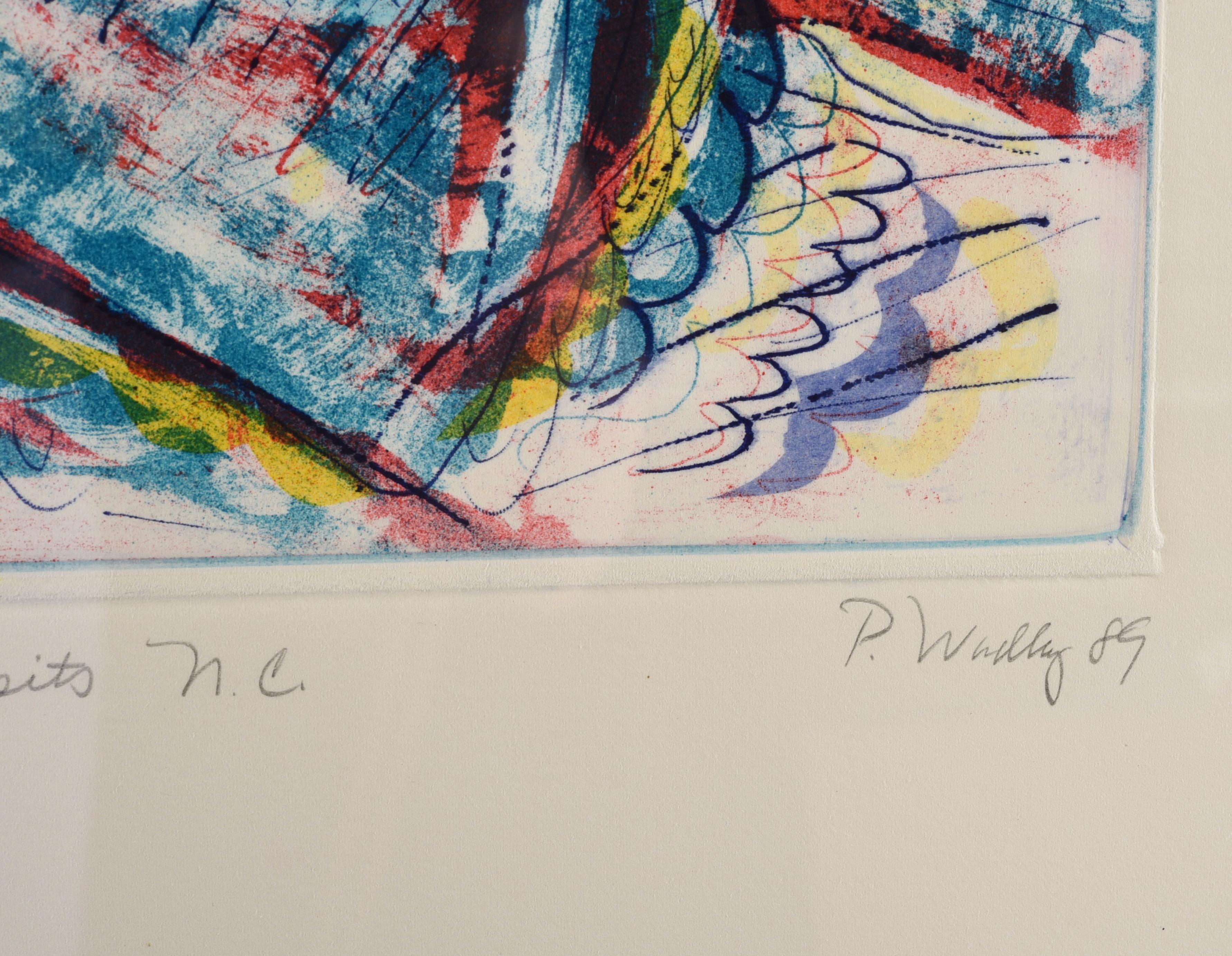 Mid-Century moderno Patrick Wadley (1950-1992) Stampa modernista firmata in vendita