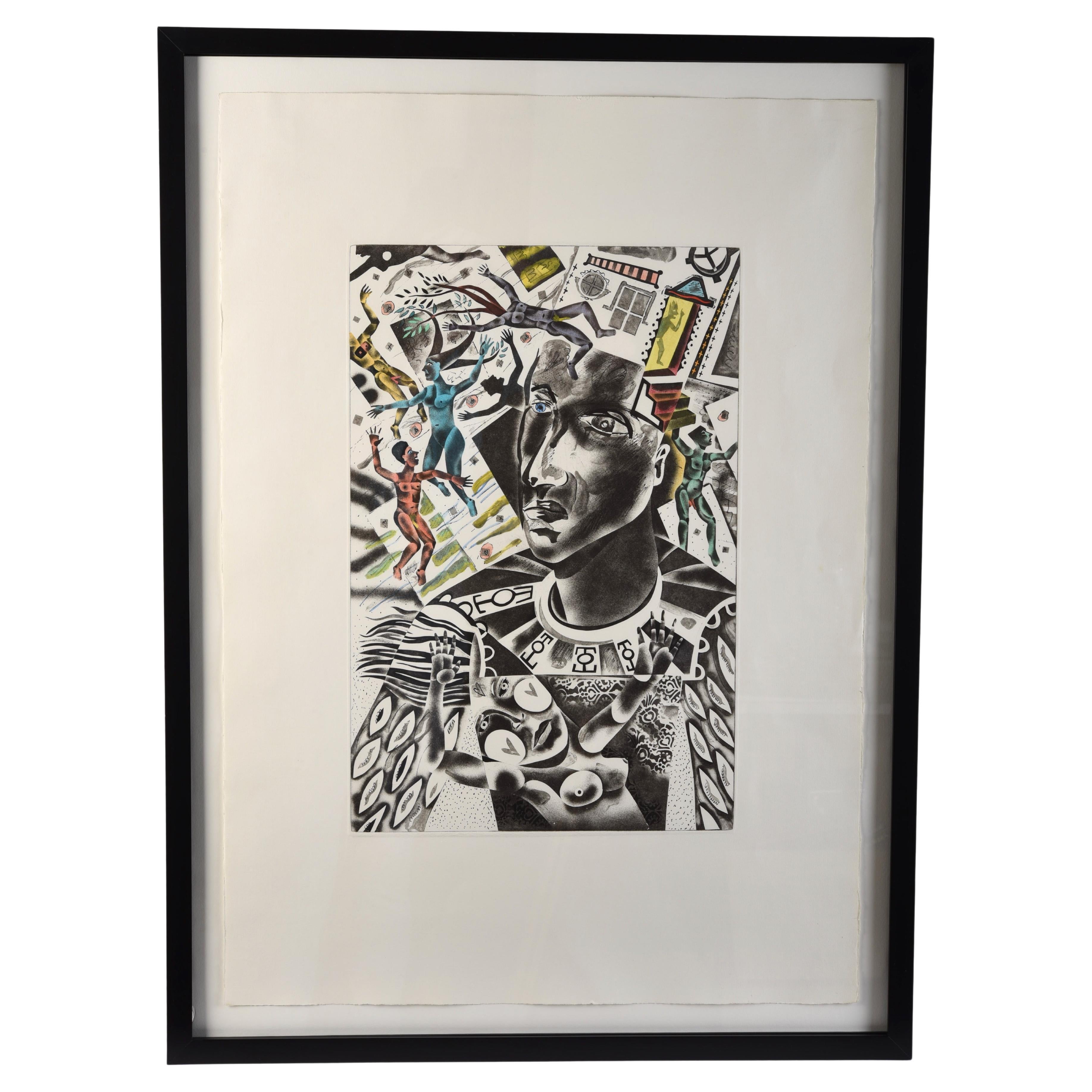 Patrick Wadley (1950-1992) Signed Party Print  For Sale