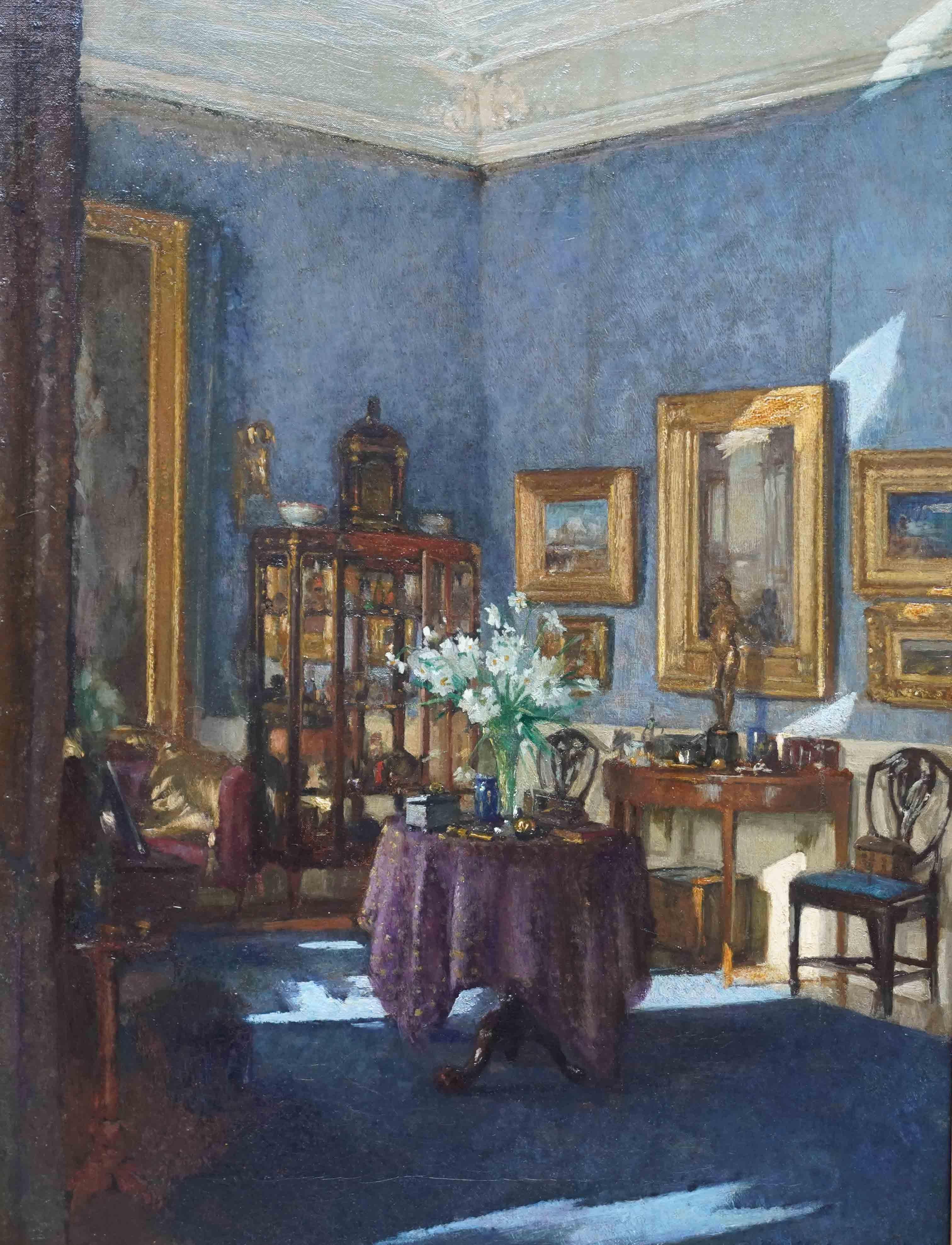 The Drawing Room, écossais 1915 Royal Scot. Peinture à l'huile d'intérieur exposée à l'Académie en vente 11
