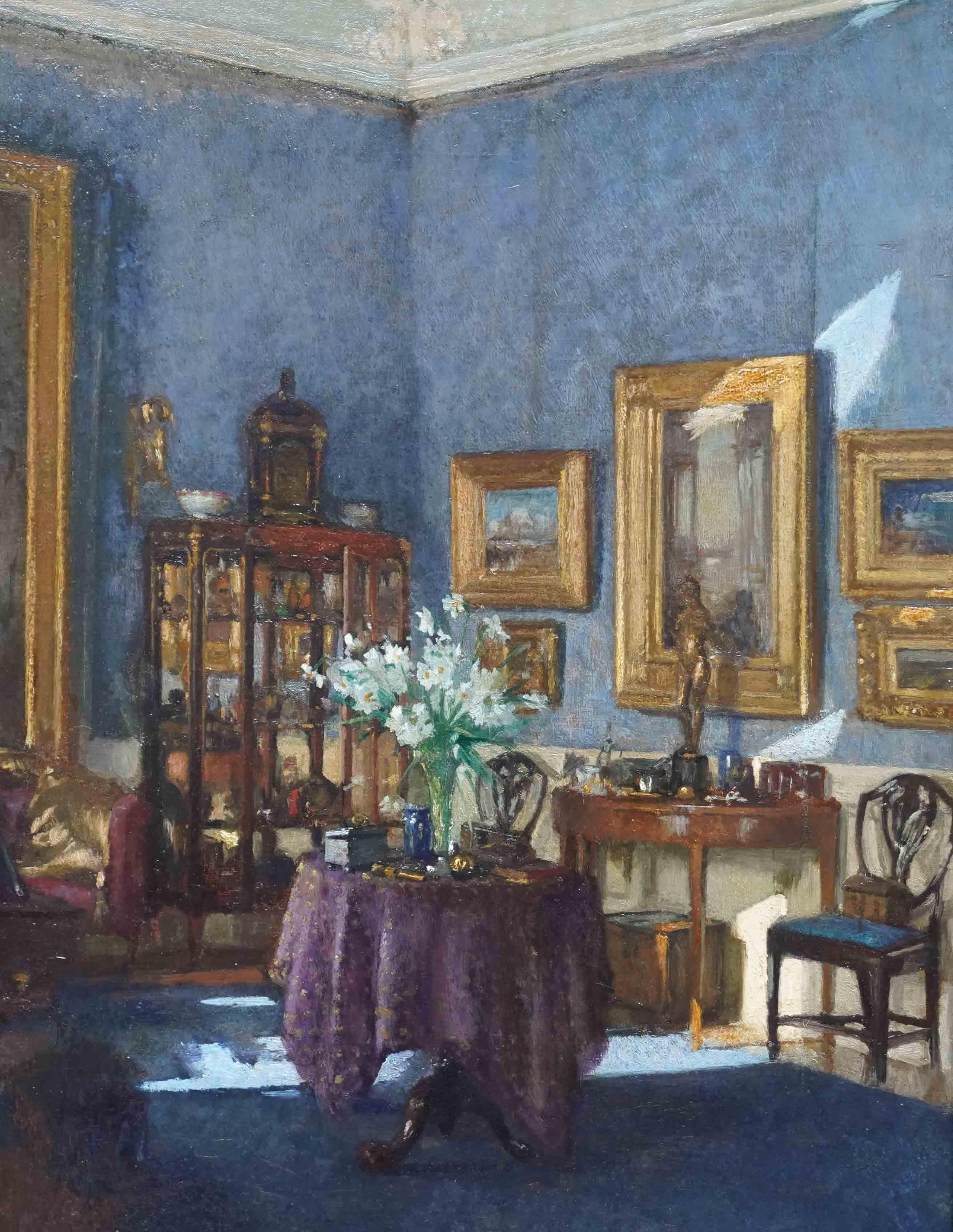 The Drawing Room - Schottisch 1915 Royal Scot. Akademieausstellung Interieur Ölgemälde (Realismus), Painting, von Patrick William Adam