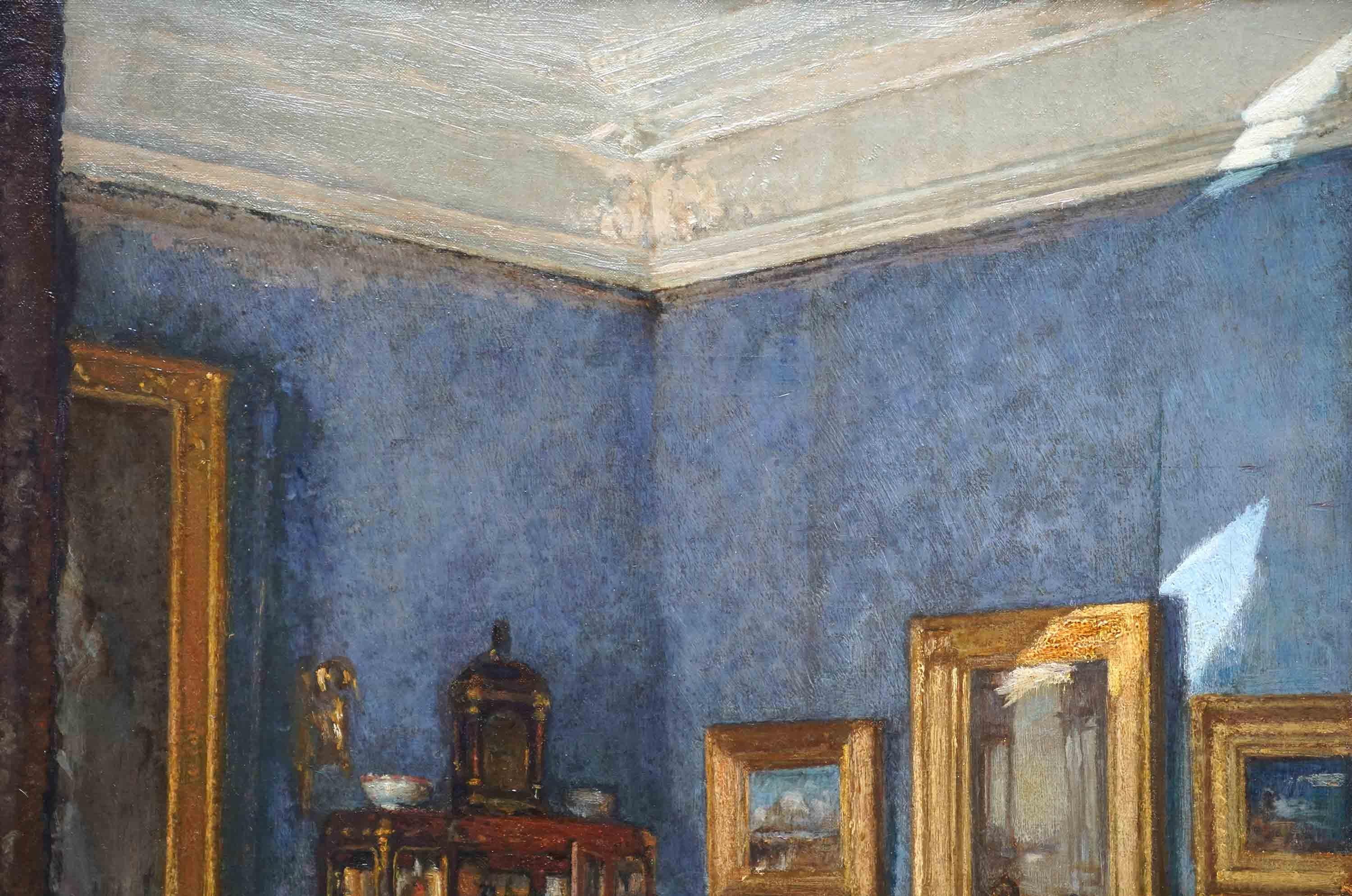The Drawing Room, écossais 1915 Royal Scot. Peinture à l'huile d'intérieur exposée à l'Académie en vente 1