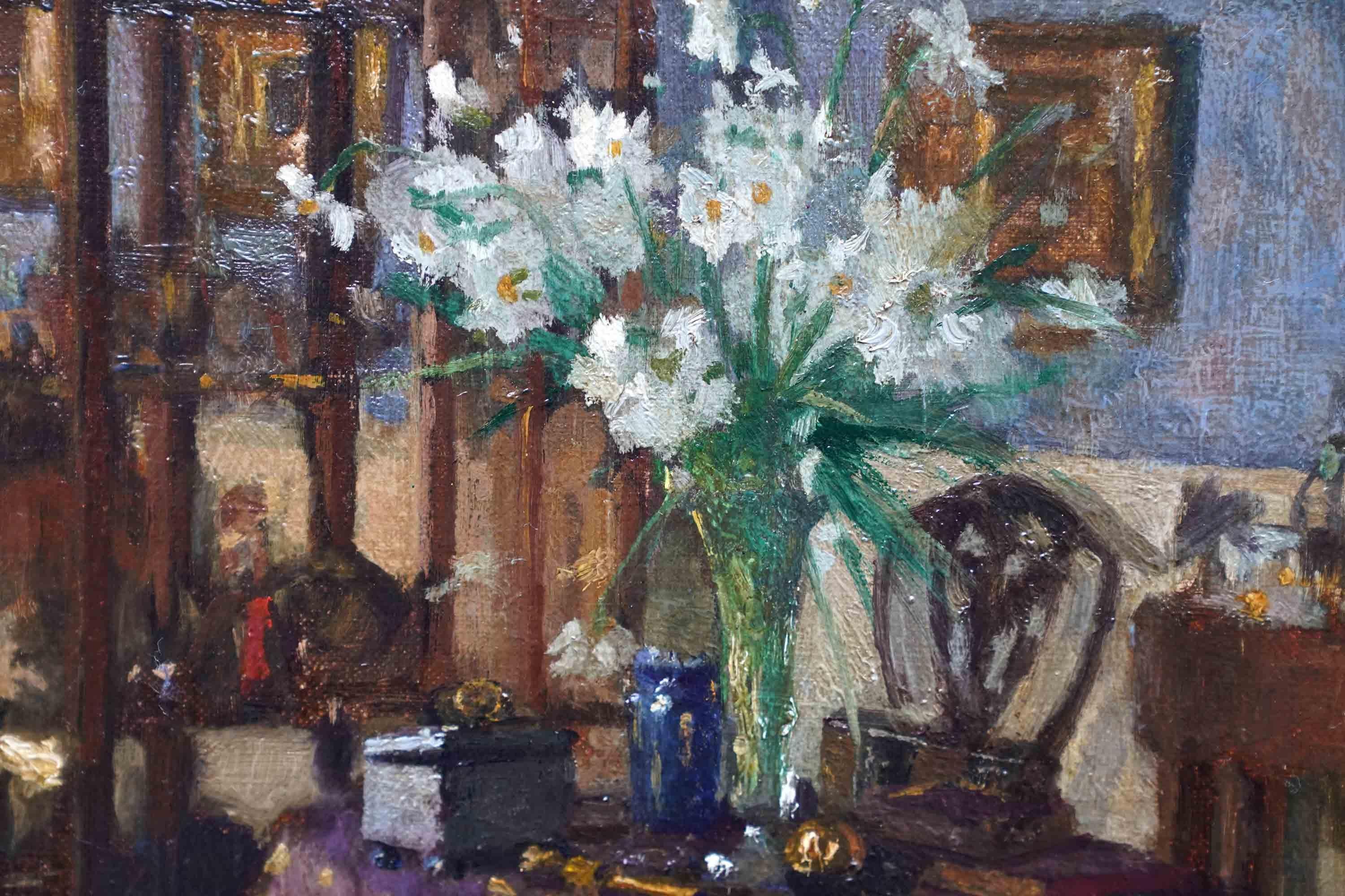 The Drawing Room - Scottish 1915 Royal Scot. Academy exhib interior oil painting For Sale 2