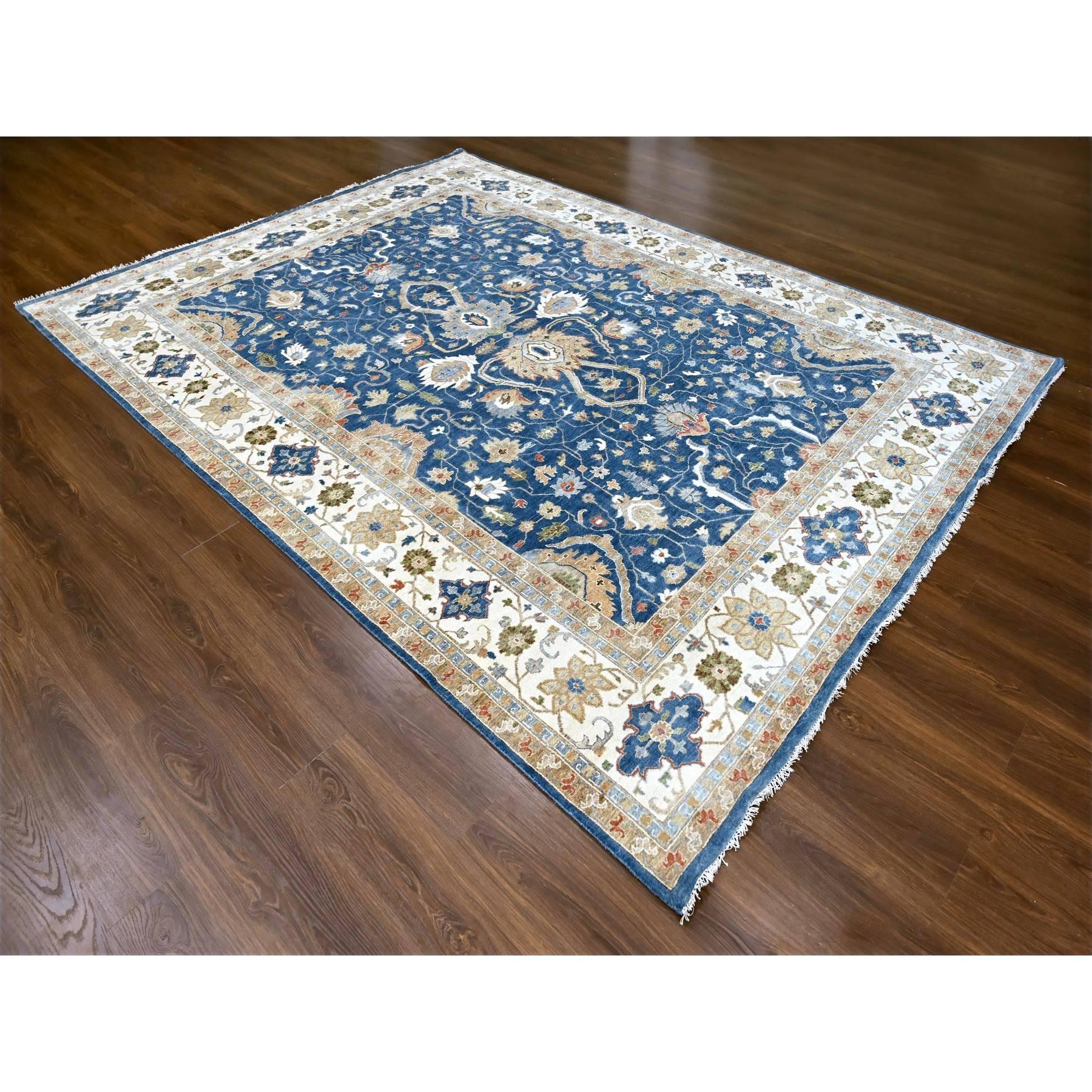 Indien Tapis oriental bleu patriote Sultanabad noué à la main 9'0