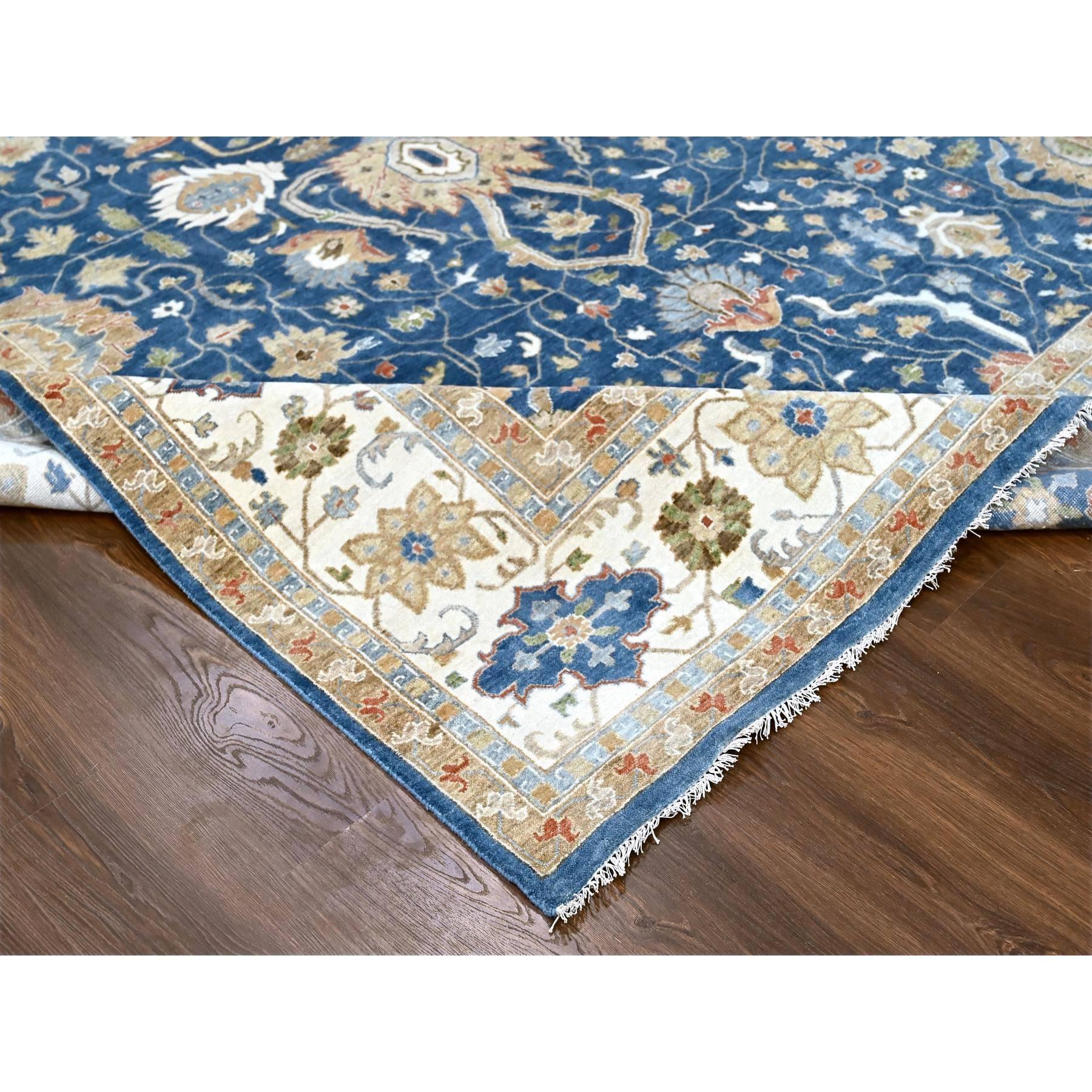 XXIe siècle et contemporain Tapis oriental bleu patriote Sultanabad noué à la main 9'0
