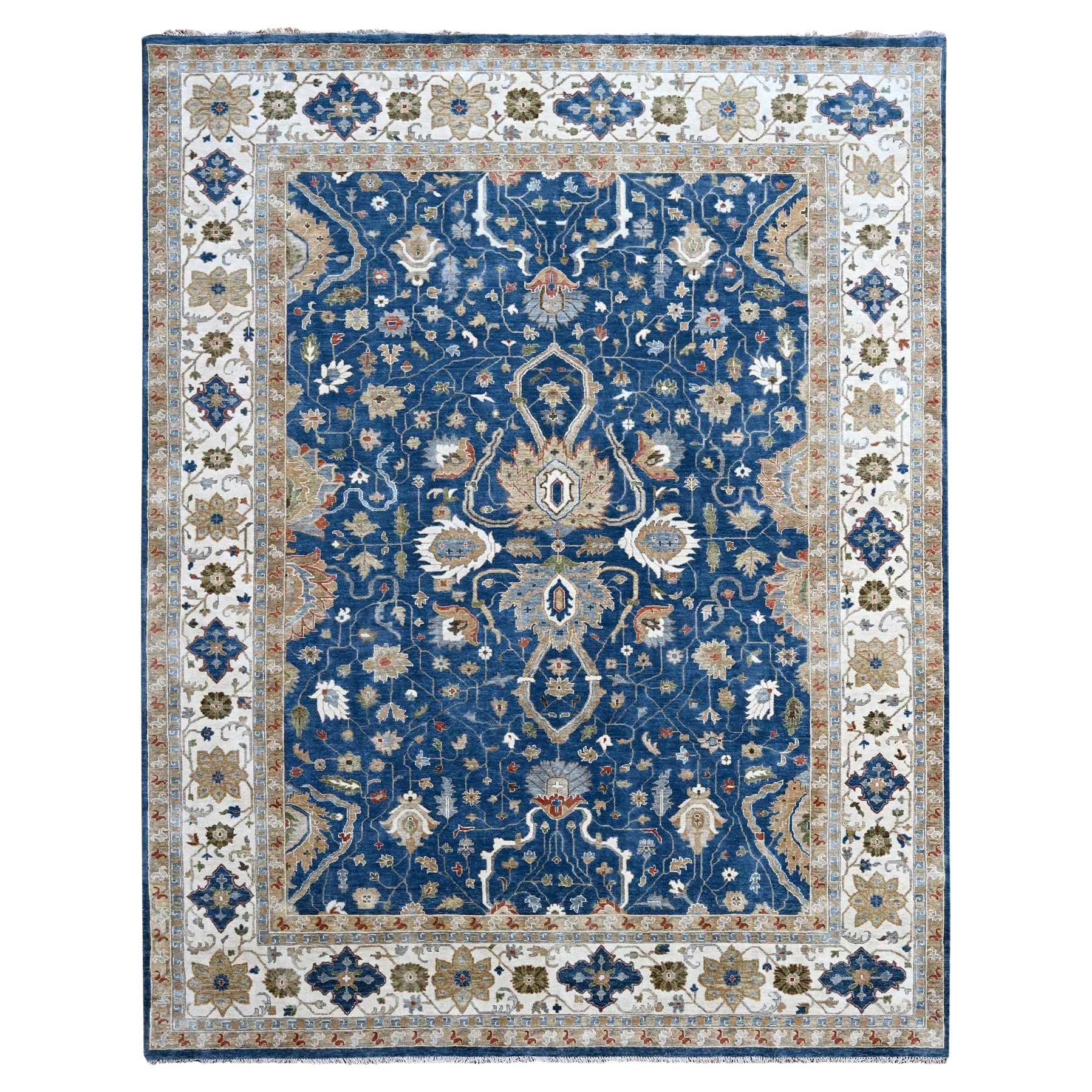 Tapis oriental bleu patriote Sultanabad noué à la main 9'0" x 11'10" en vente