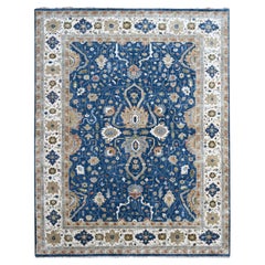 Patriot Blauer handgeknüpfter orientalischer Teppich aus reiner Wolle in Sultanabad-Design 9'0" x 11'10"