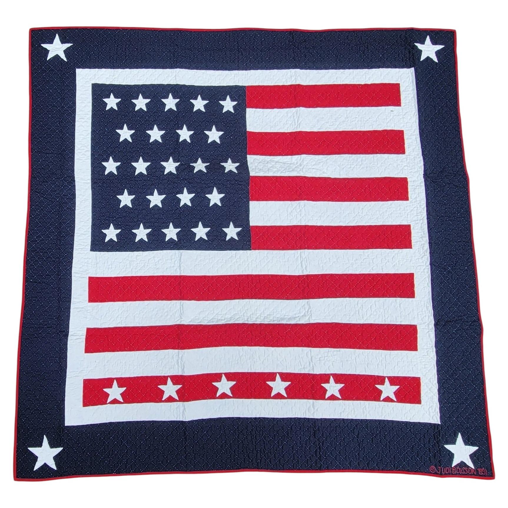 Patriotic American Flag Crib Quilt By Judi Boisson 1991 For Sale