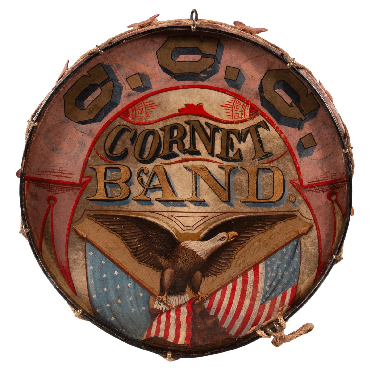 Patriotic Base Drum from the Geneseo Cornet Band, ca 1862-1901