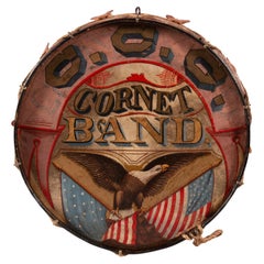 Antique Patriotic Base Drum from the Geneseo Cornet Band, ca 1862-1901
