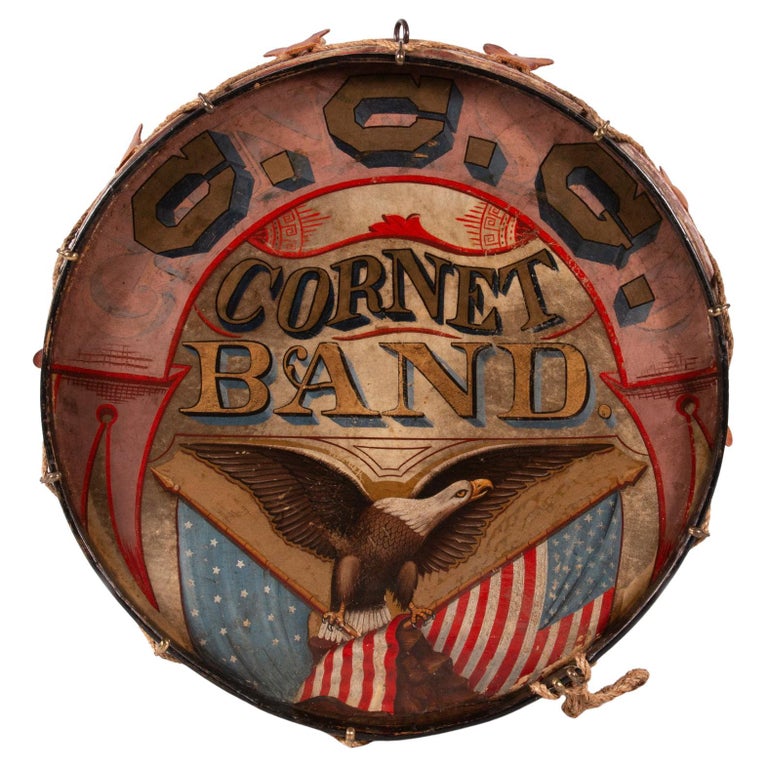 Patriotic Base Drum from the Geneseo Cornet Band, ca 1862-1901 For Sale
