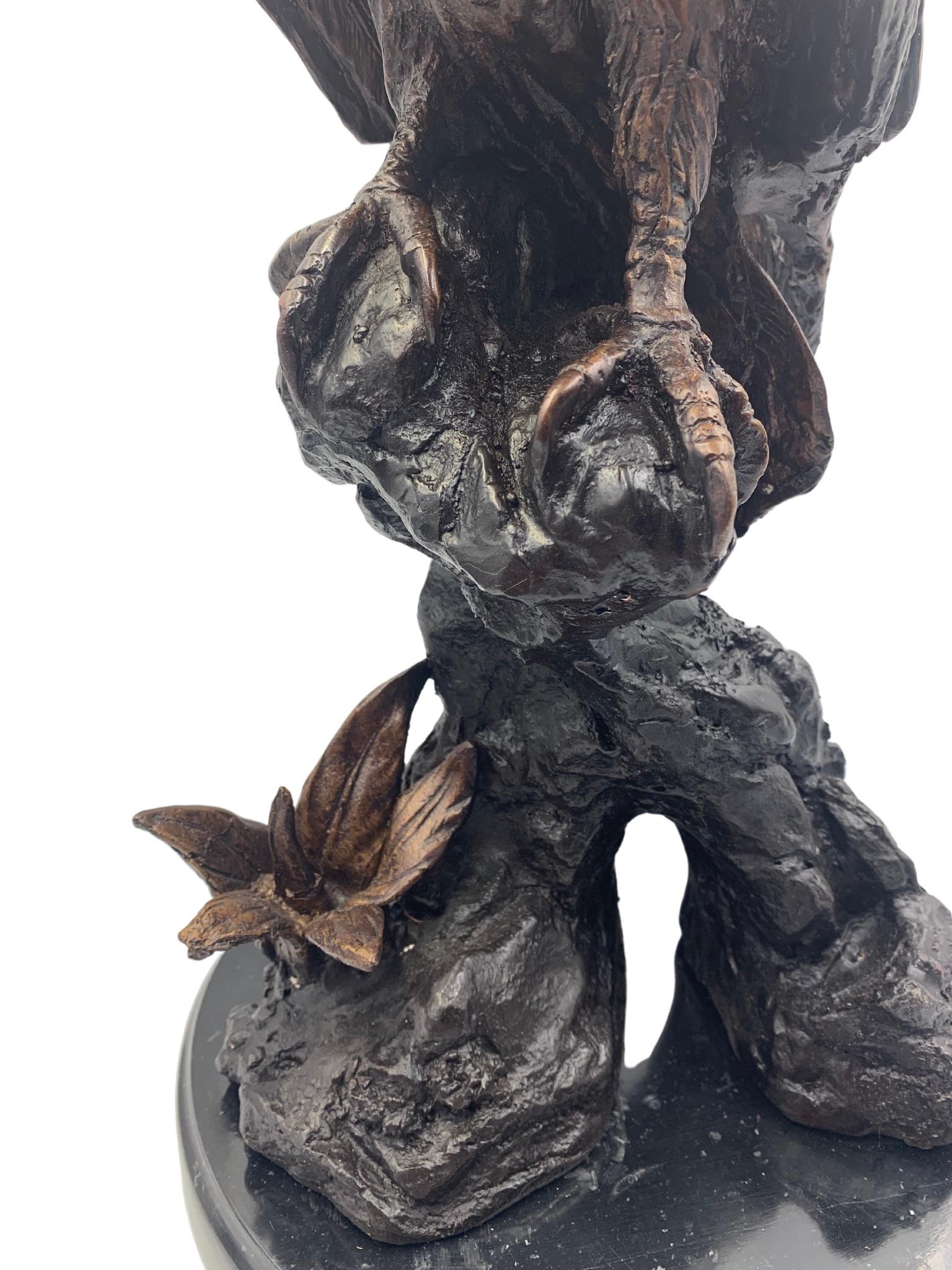Patriotic Eagle Bronze Sculpture After Jules Moigniez In Good Condition In Colorado Springs, CO