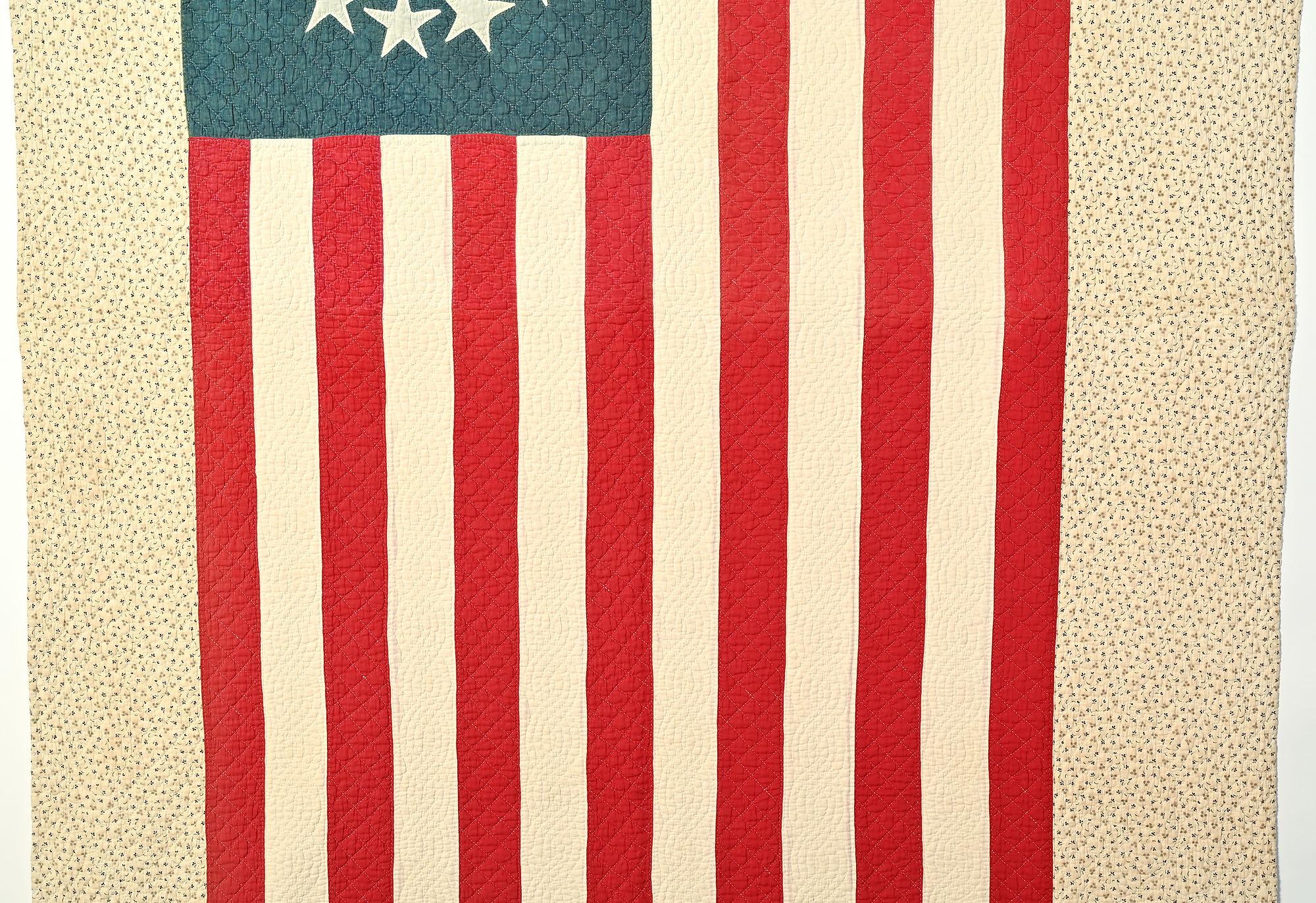 Patriotische Flagge Quilt aus dem Jahr 1777 (Amerikanisch Kolonial) im Angebot
