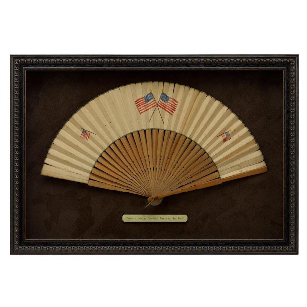 Patriotic Folding Fan with American Flag Motif