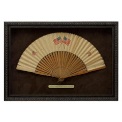 Retro Patriotic Folding Fan with American Flag Motif