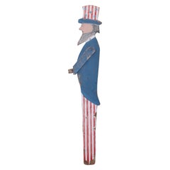 Used Patriotic Folky Uncle Sam, Garden Ornament