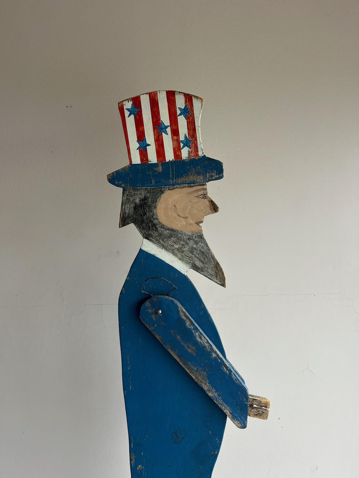 Wood Patriotic Folky Uncle Sam, Outdoor Sign For Sale