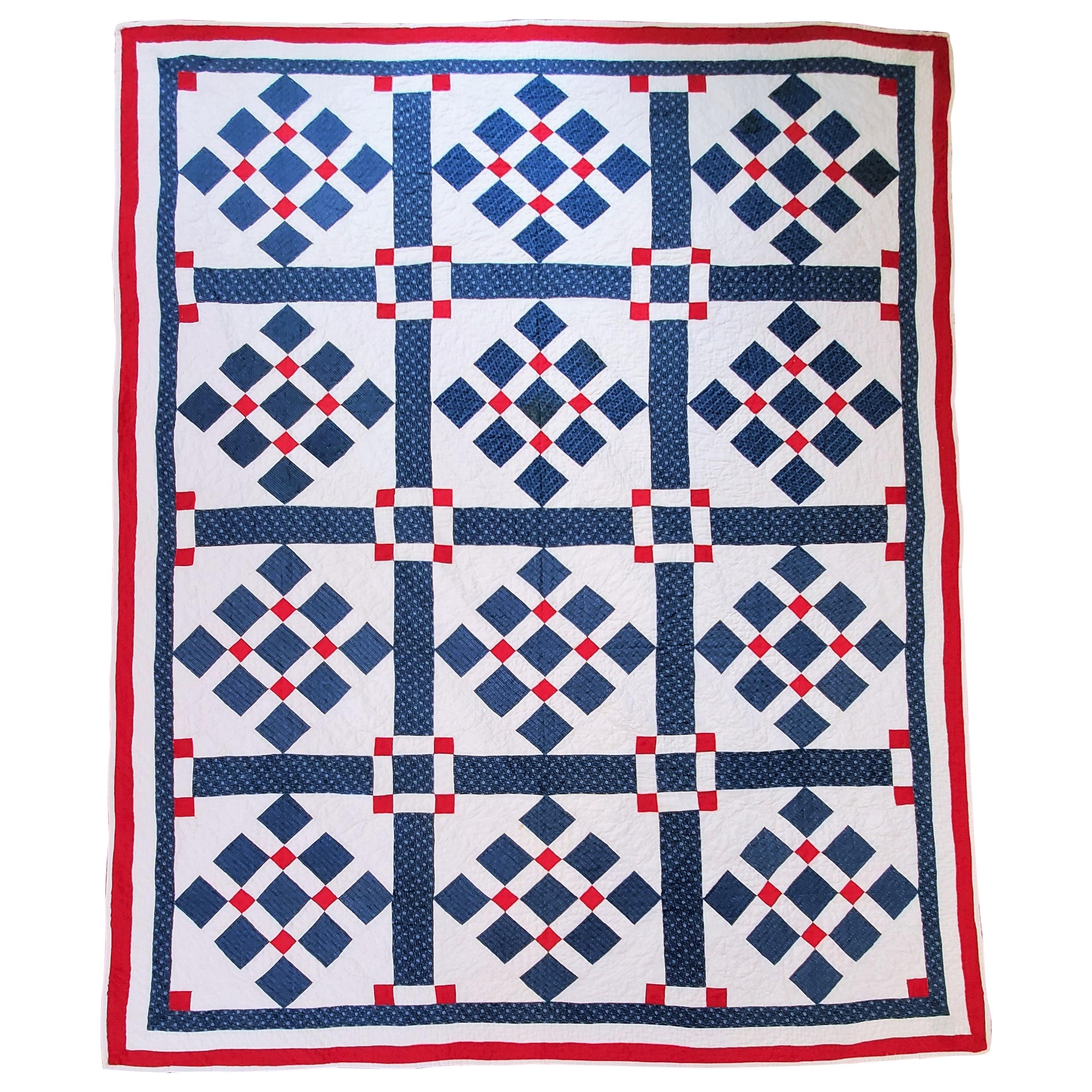 Nine Patch Variation Quilt at 1stDibs