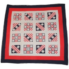Vintage Patriotic Red, White and Blue Quilt Dated