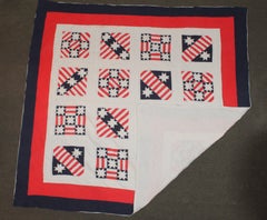 Patriotic Red, White and Blue Quilt Dated