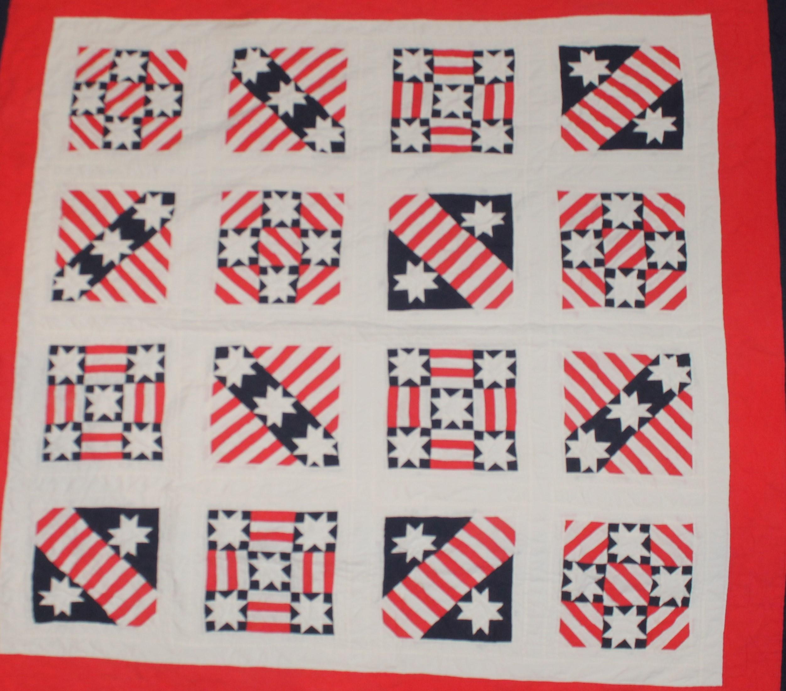 Colcha Patriótica Roja, Blanca y Azul Fechada De campo en venta