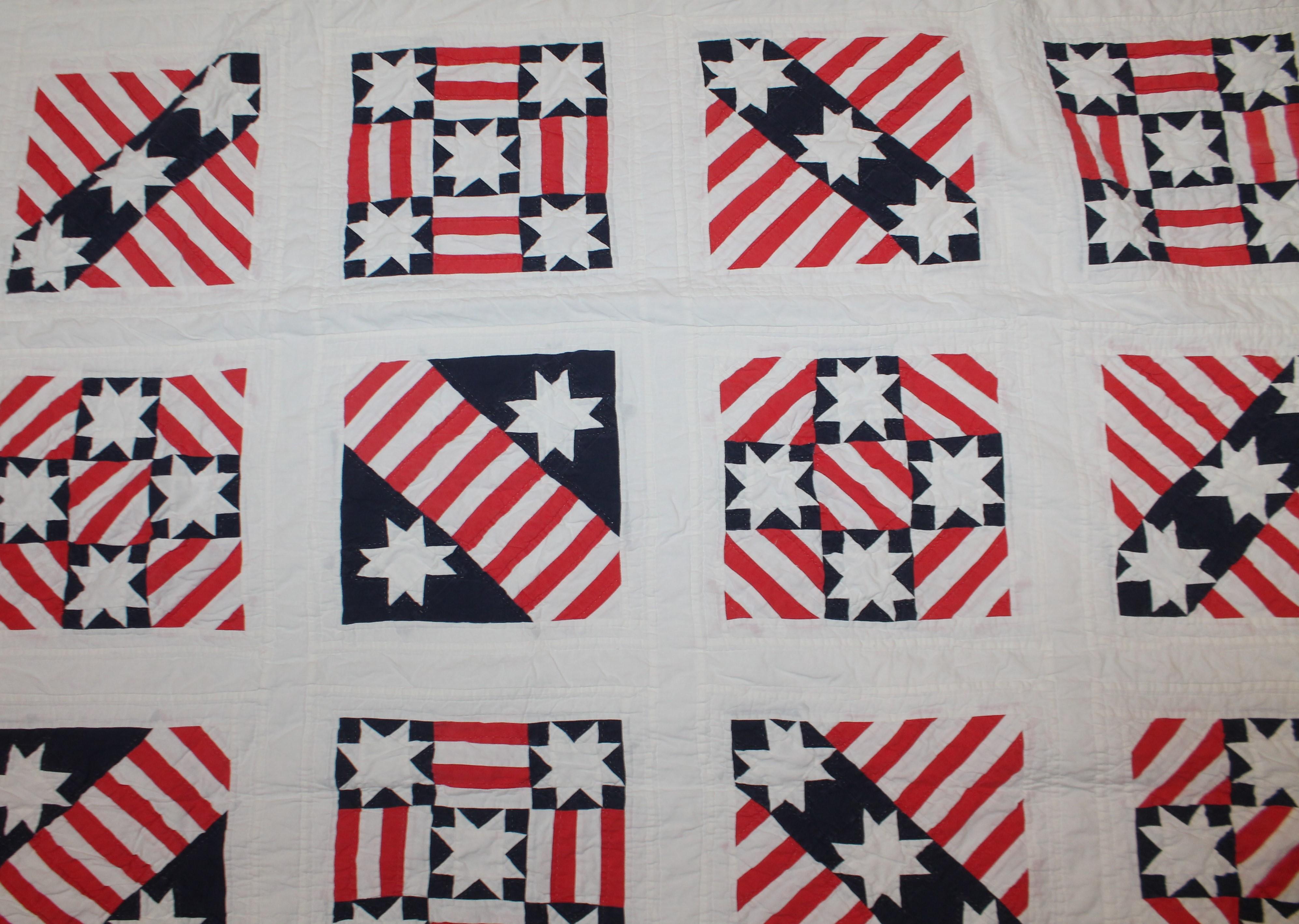 red and blue quilts