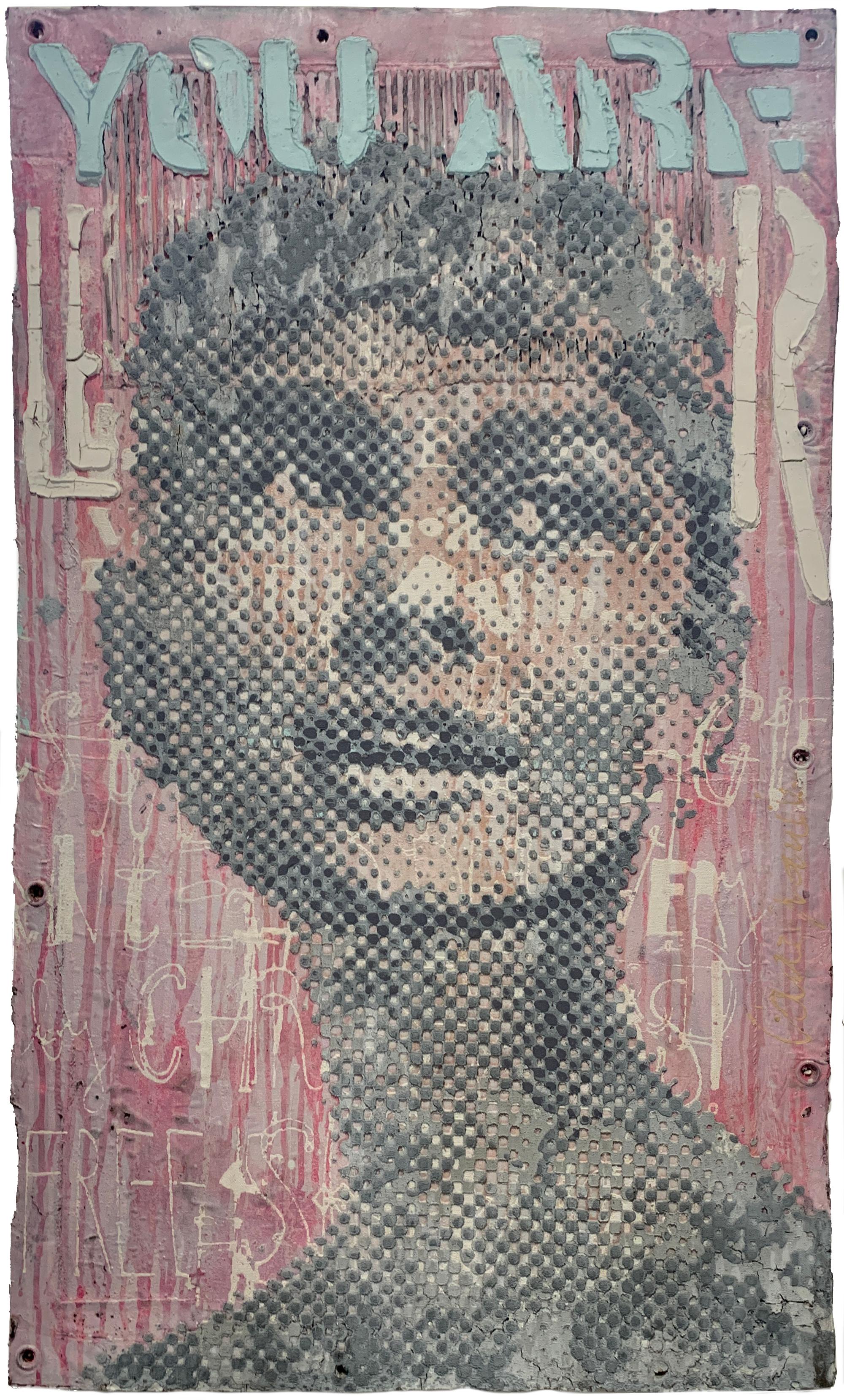 patrizia-casagranda-grey-pink-audrey-sculptural-dot-painting-for