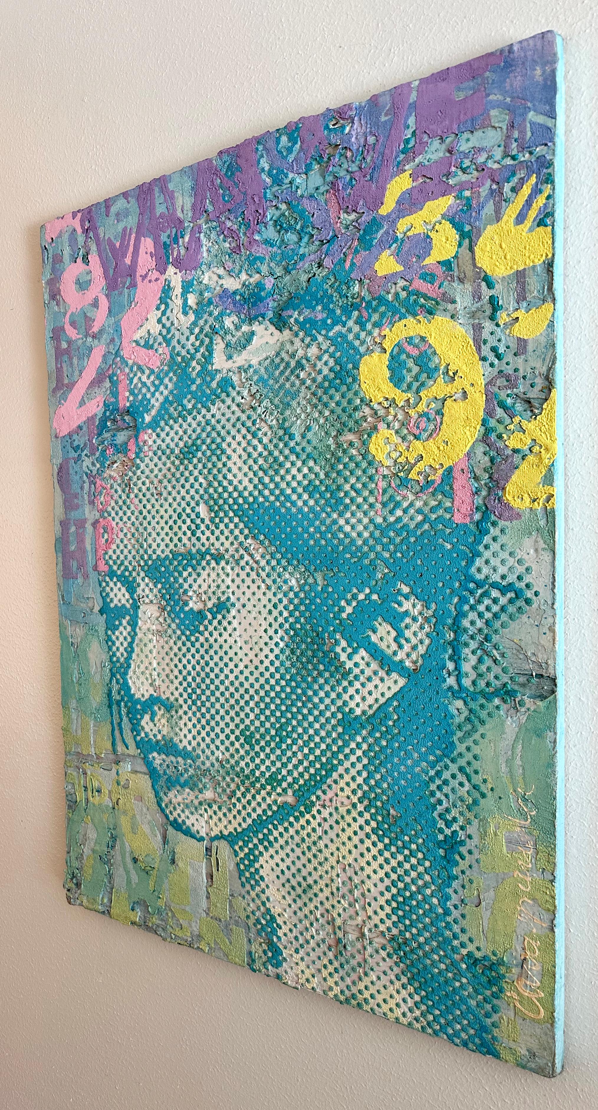 Purple Yellow and Turquoise - Biennale winner, pop art, urban, contemporary For Sale 6