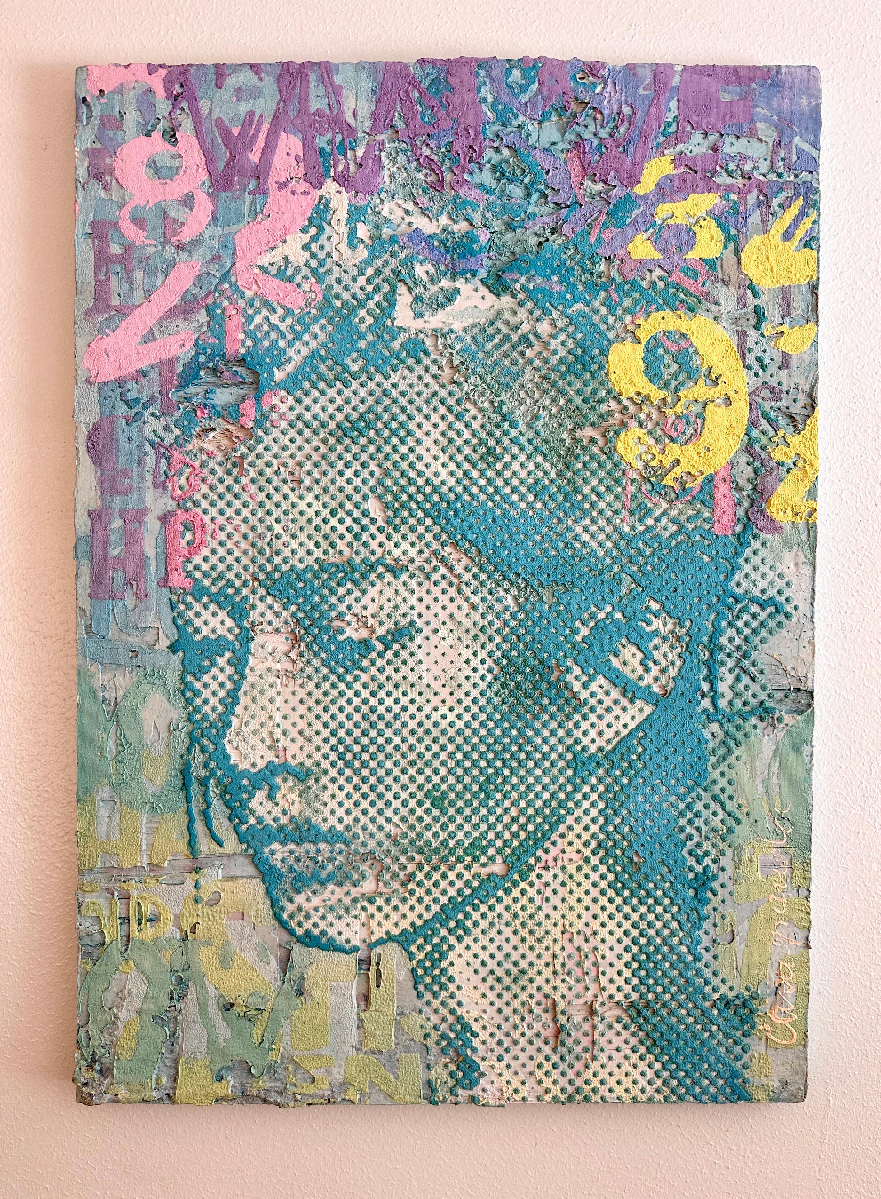 Purple Yellow and Turquoise - Biennale winner, pop art, urban, contemporary For Sale 3