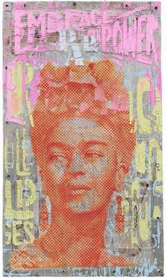 'Red Pink Frida' Sculptural Dot Painting