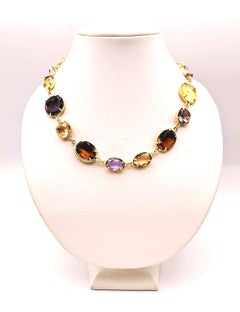 Patrizia Daliana 24 KT gilded bronze necklace with faceted crystals