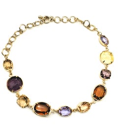 Patrizia Daliana 24 KT gilded bronze necklace with faceted crystals