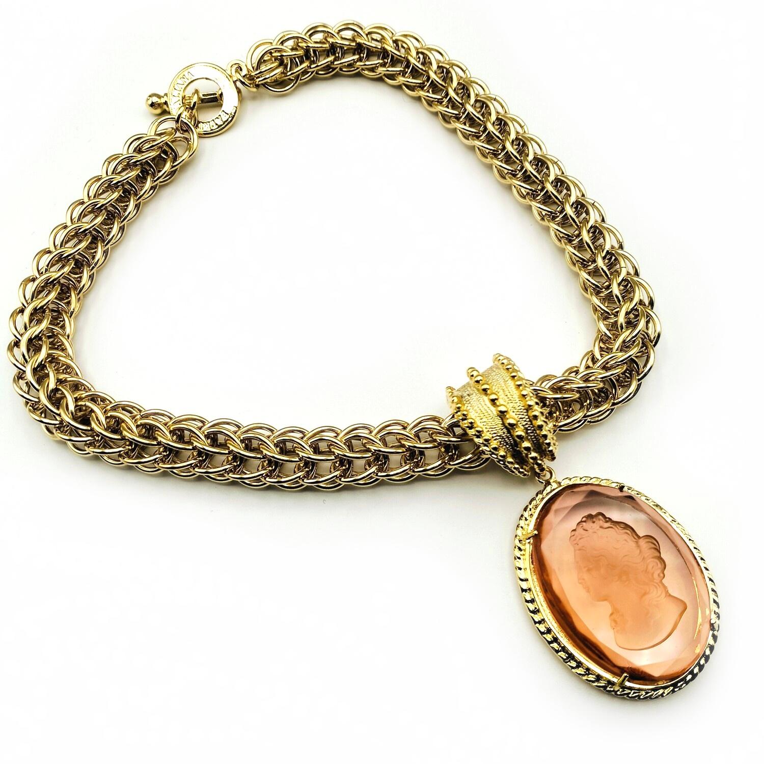 Patrizia Daliana, 24 kt gilded bronze pendant with Murano Glass In New Condition For Sale In Firenze, Toscana