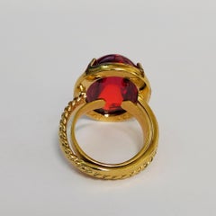 Patrizia Daliana, bague en bronze doré 24 KT avec cabochon cubique zirconia