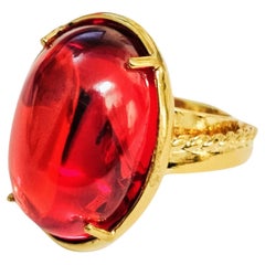 Patrizia Daliana, bague en bronze doré 24 KT avec cabochon cubique zirconia