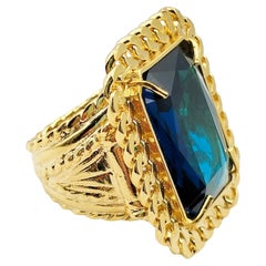 Patrizia Daliana Bague en bronze plaqué or 24 KT avec cristal facetté