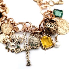Patrizia Daliana “Charm” bracelet in bronze with hand-cut Murano glass inserts