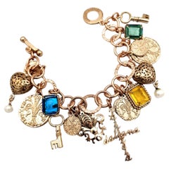 Patrizia Daliana “Charm” bracelet in bronze with hand-cut Murano glass inserts