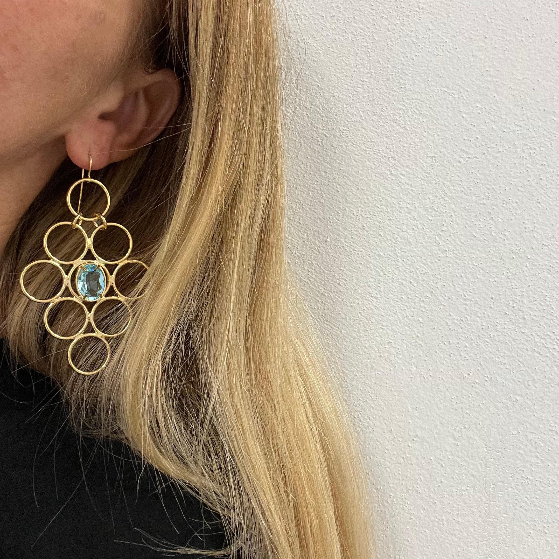 Artisan Patrizia Daliana Earrings in 24 KT gilded bronze with 1 briolette crystal For Sale